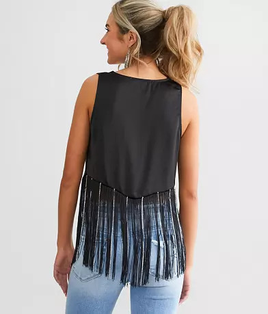 Rhinestone Fringe Tank TopBlue BPrice $54.99Color:BlackSizeSize GuideUnselectedSmallUnavailableM... | Buckle