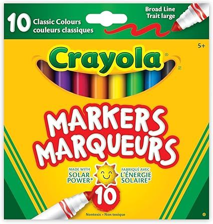 Crayola 56-7708 10 Broad Line Markers Original, School and Craft Supplies, Drawing Gift for Boys ... | Amazon (CA)