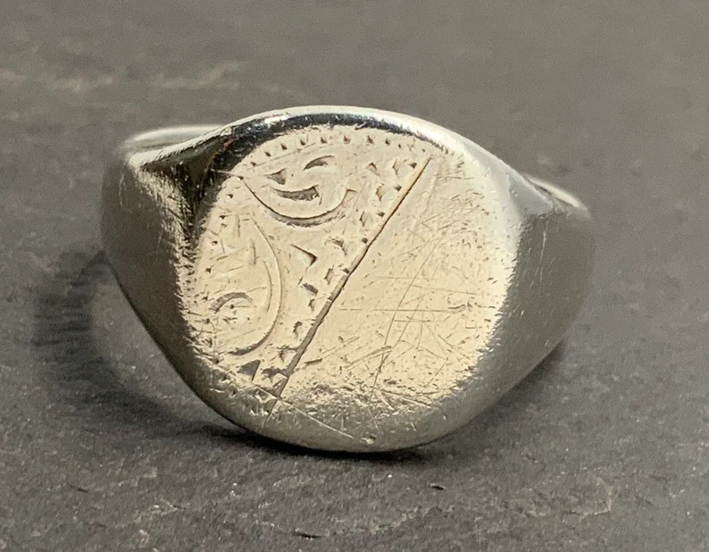 Vintage Sterling Silver Signet Ring, UK Size R1/2, US Size 9, EU Size 59 1/4 | Etsy (US)