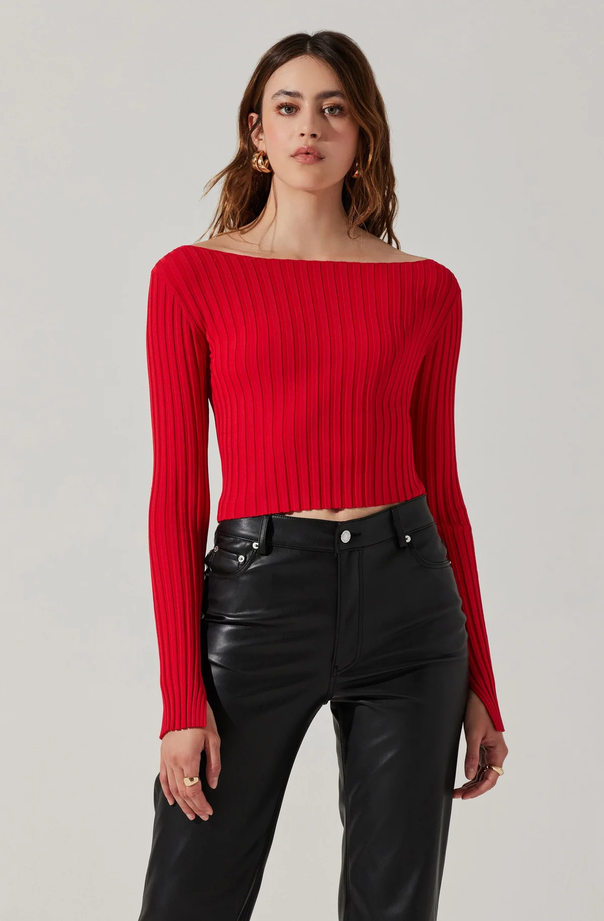 Alessandra Ribbed Off Shoulder Sweater | ASTR The Label (US)