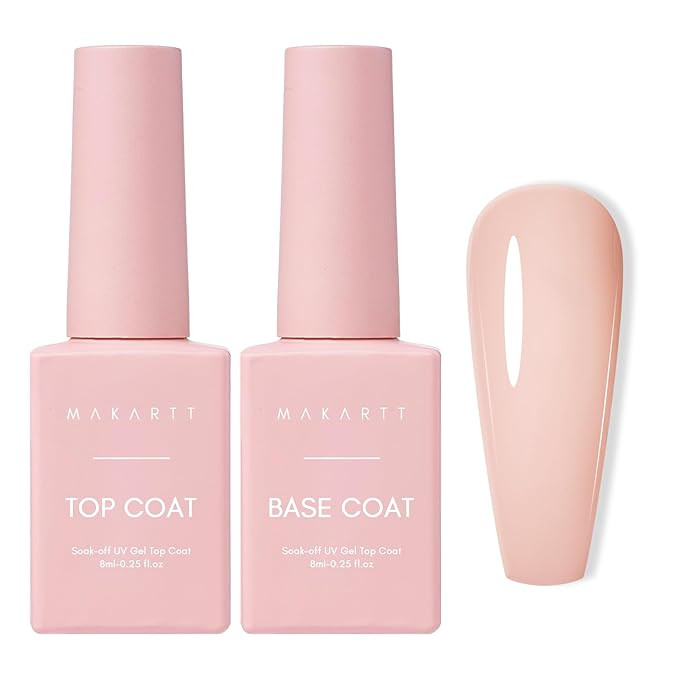 Makartt Rubber Base Gel & Top Coat Set for Nails: Nude Gel Base Coat and Top Coat Gel Nail Polish... | Amazon (US)