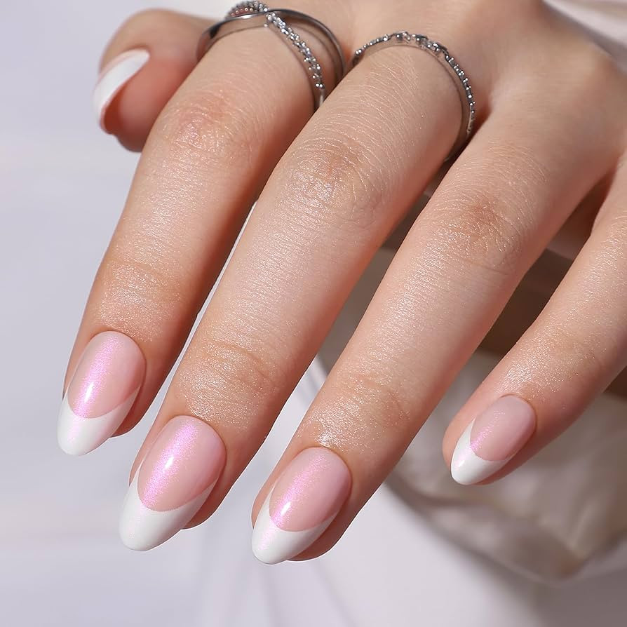 French Tip Press on Nails Almond - Soft Gel Press on Nails Short with Nail Glue, Fit Perfectly & ... | Amazon (US)