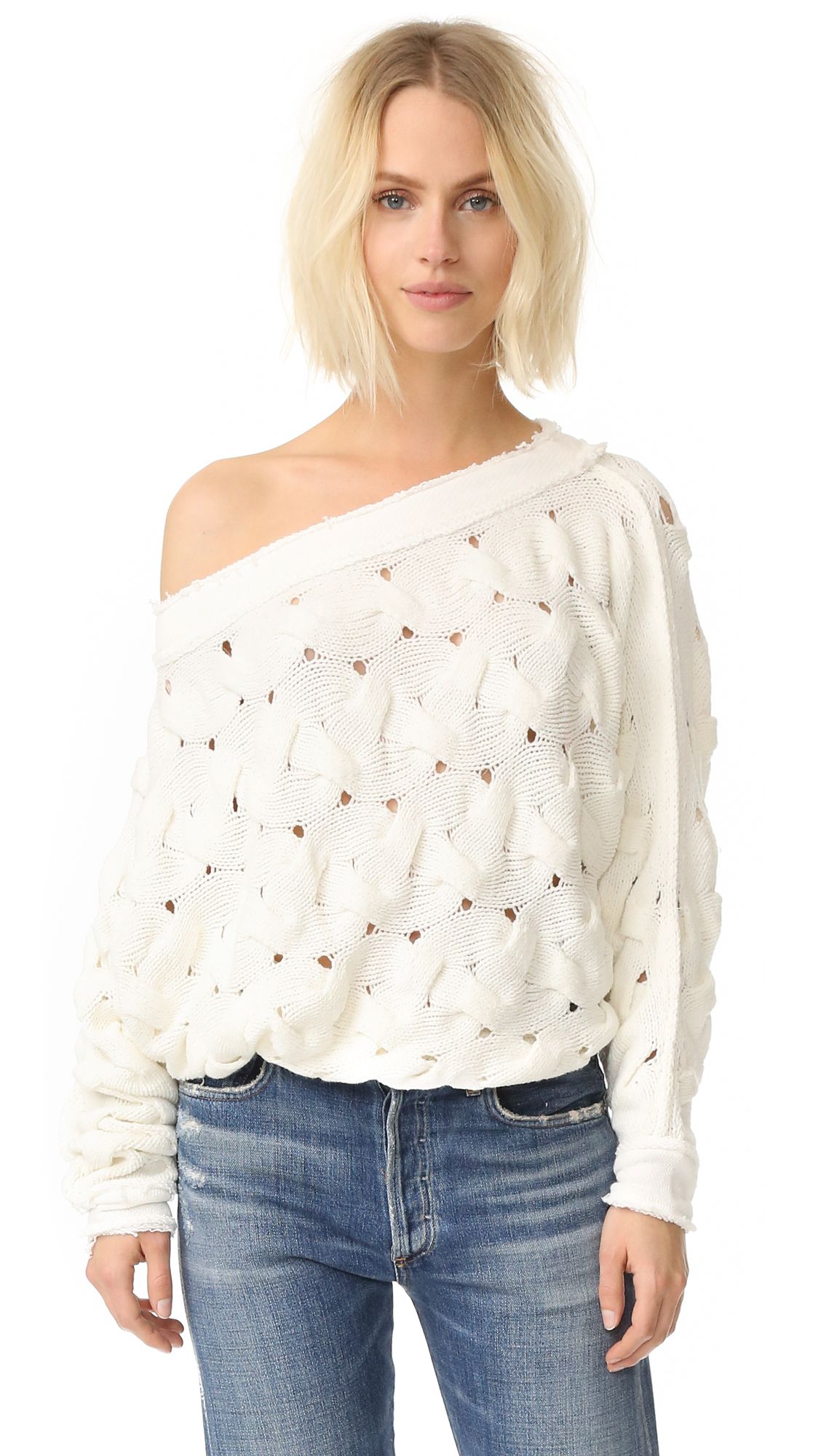 Free People Desert Sands Cable Pullover - Ivory | Shopbop