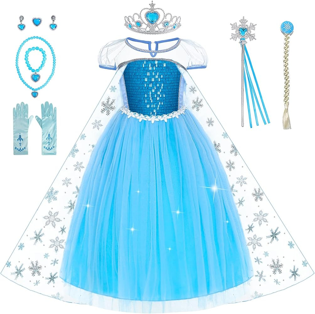 Elsa Costume for Girls Frozen Dresses for Girls for Halloween Birthday Party Cosplay | Amazon (US)