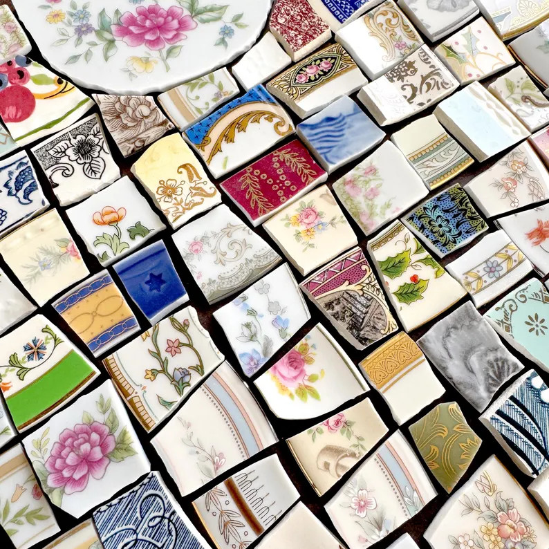 Mosaic Supply - Mixed Antique / Vintage China Hand-cut Tiles, Broken China, Pique Assiette - You ... | Etsy (US)