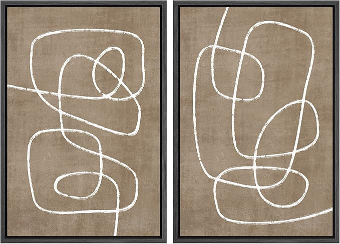 SIGNWIN Framed Canvas Print Wall Art Set Geometric Mid-Century Spiral Collage Abstract Shapes Ill... | Amazon (US)