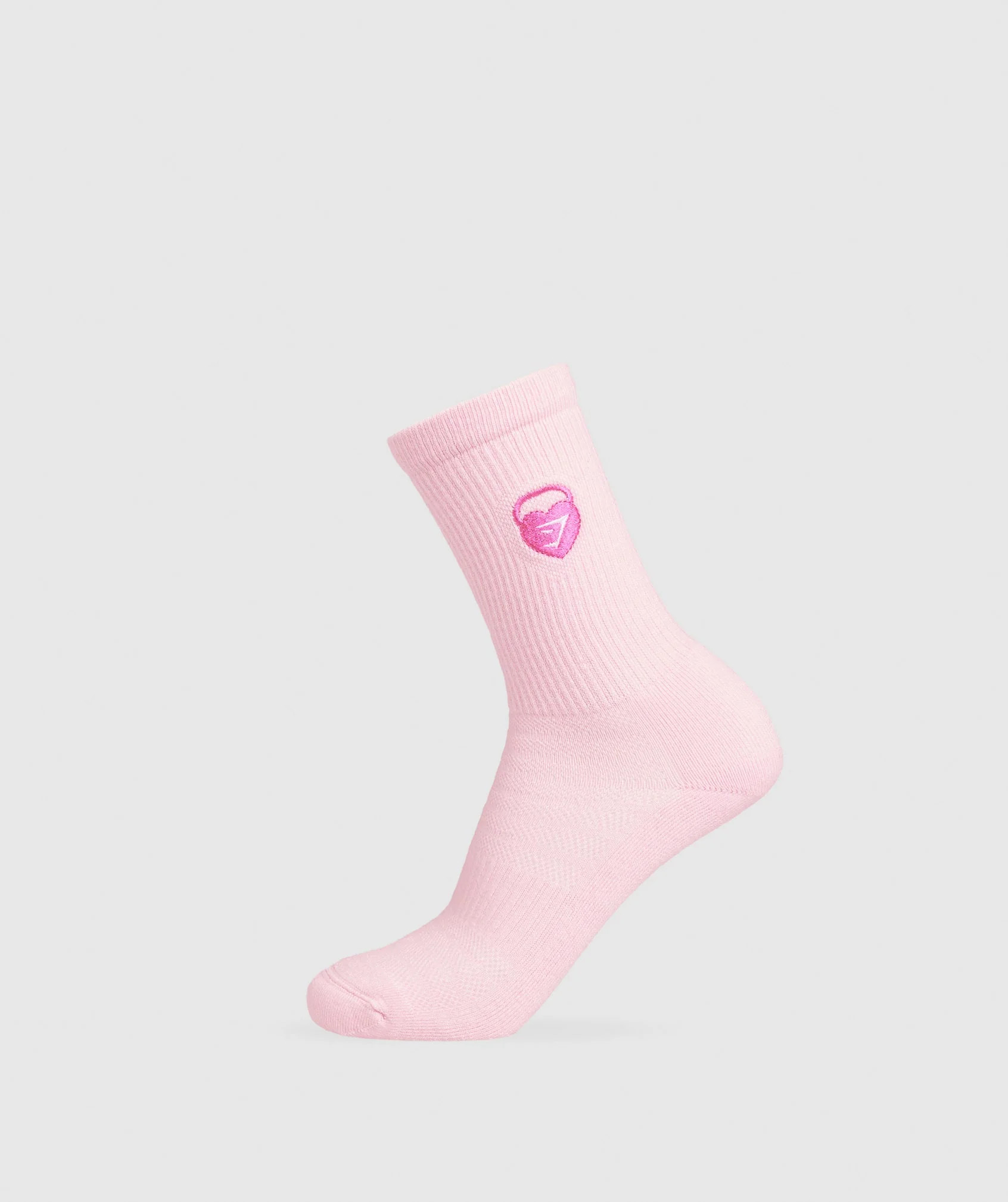 Gymshark Love Heart Cutie Graphic Crew Sock Single - Dolly Pink | Gymshark US