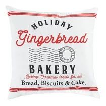 Holiday Time Holiday Gingerbread Bakery Decorative Throw Pillow, 16" x 16", White | Walmart (US)