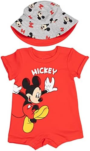 Disney Baby Romper and Reversible Bucket Sun Hat Outfit Set Newborn to Infant Sizes (Newborn - 24... | Amazon (US)