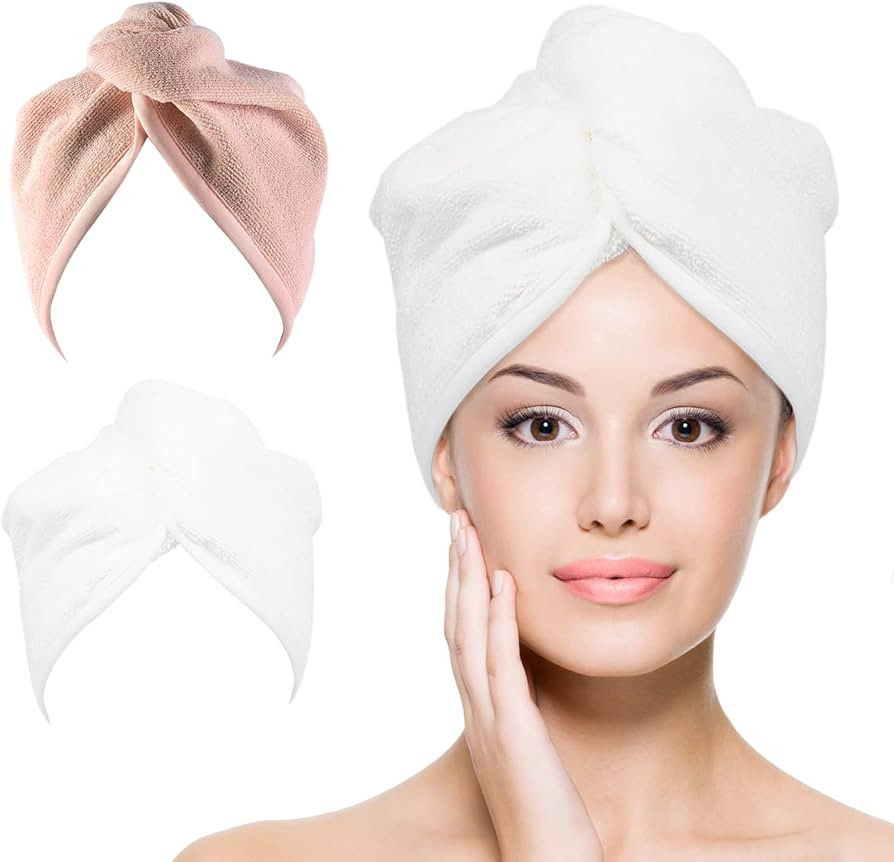 Microfiber Hair Towel Hair Wrap: 2 Pack 10X26 Hair Dryer Towels for Women Absorbent Turban Twist ... | Amazon (US)