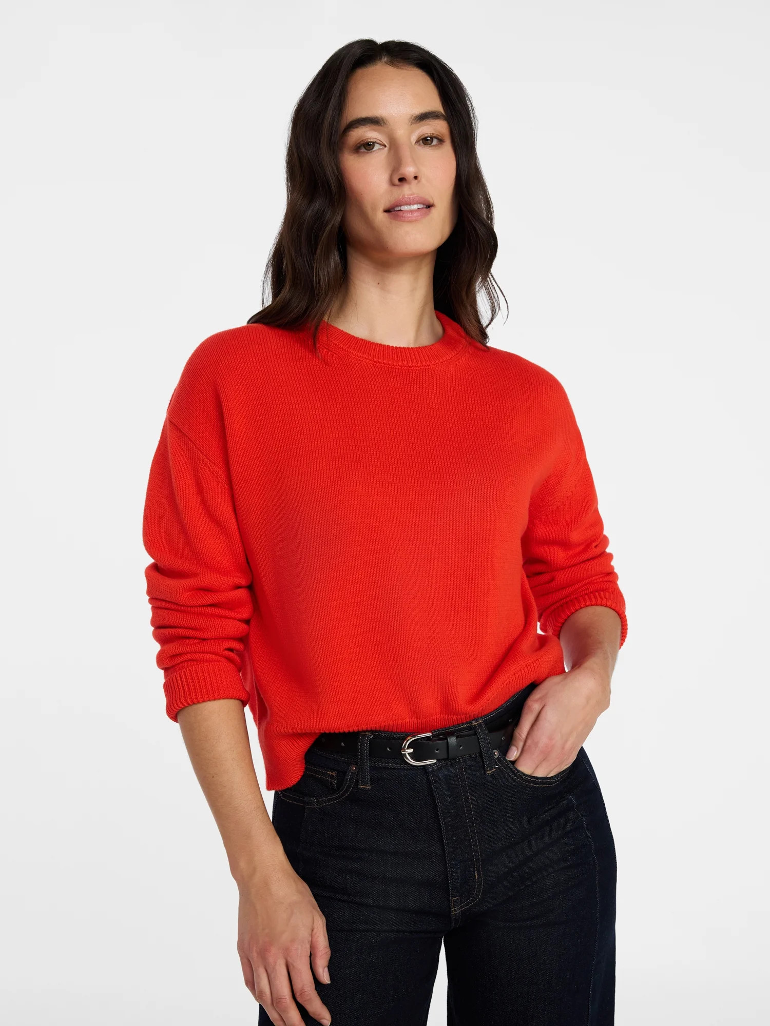 Time and Tru Women's Pullover Crewneck Sweater with Long Sleeves, Sizes XS-XXXL | Walmart (US)