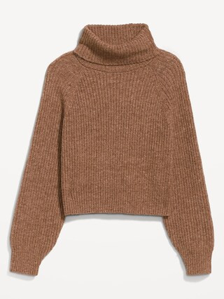 Cropped Shaker-Stitch Turtleneck Sweater for Women | Old Navy (US)