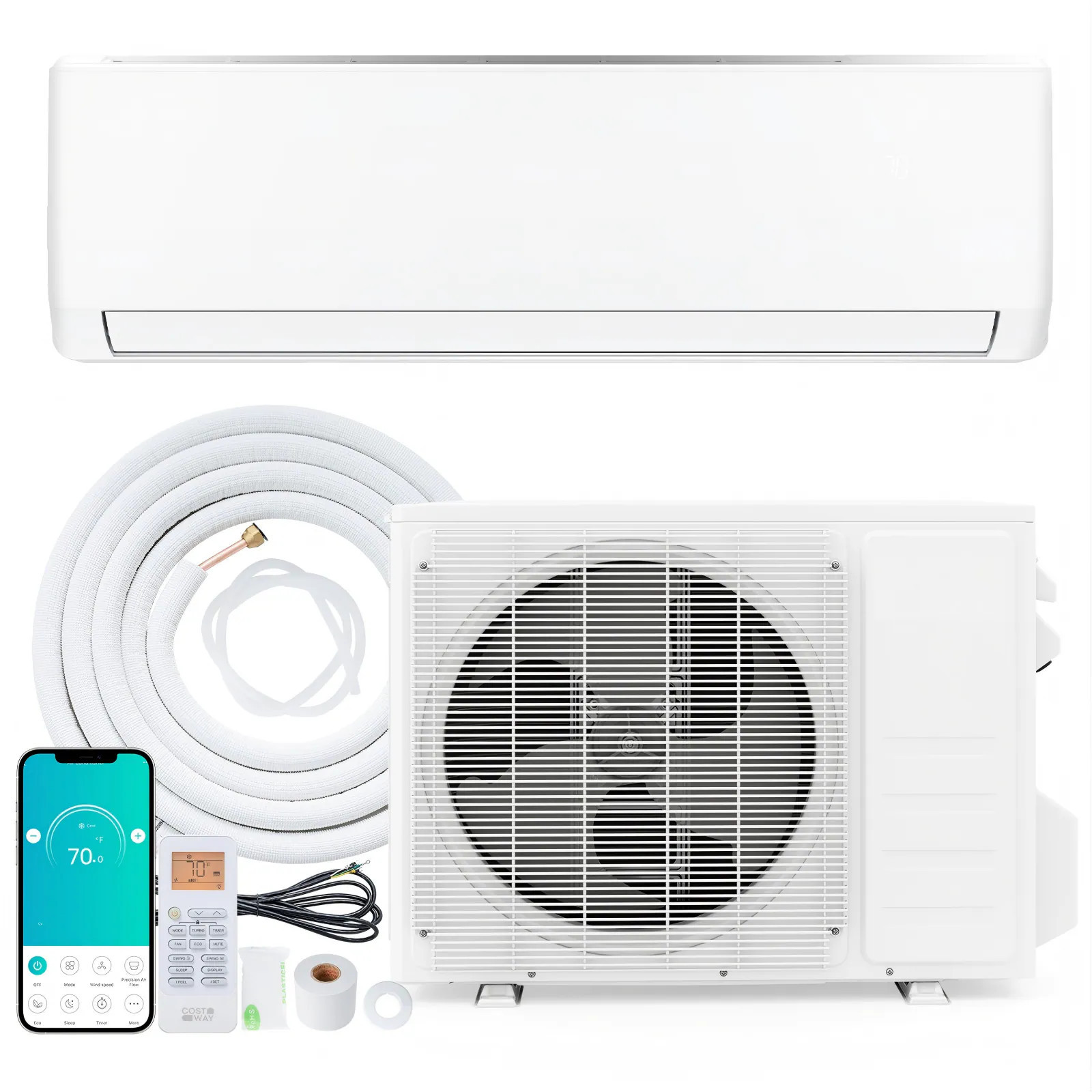 SUGIFT 24000-BTU Mini Split Air Conditioner Heat Pump 21 SEER2 208-230V Wifi for 1500 sq ft one_size in White | ZMLW014SUGHY2121 | Lowe's