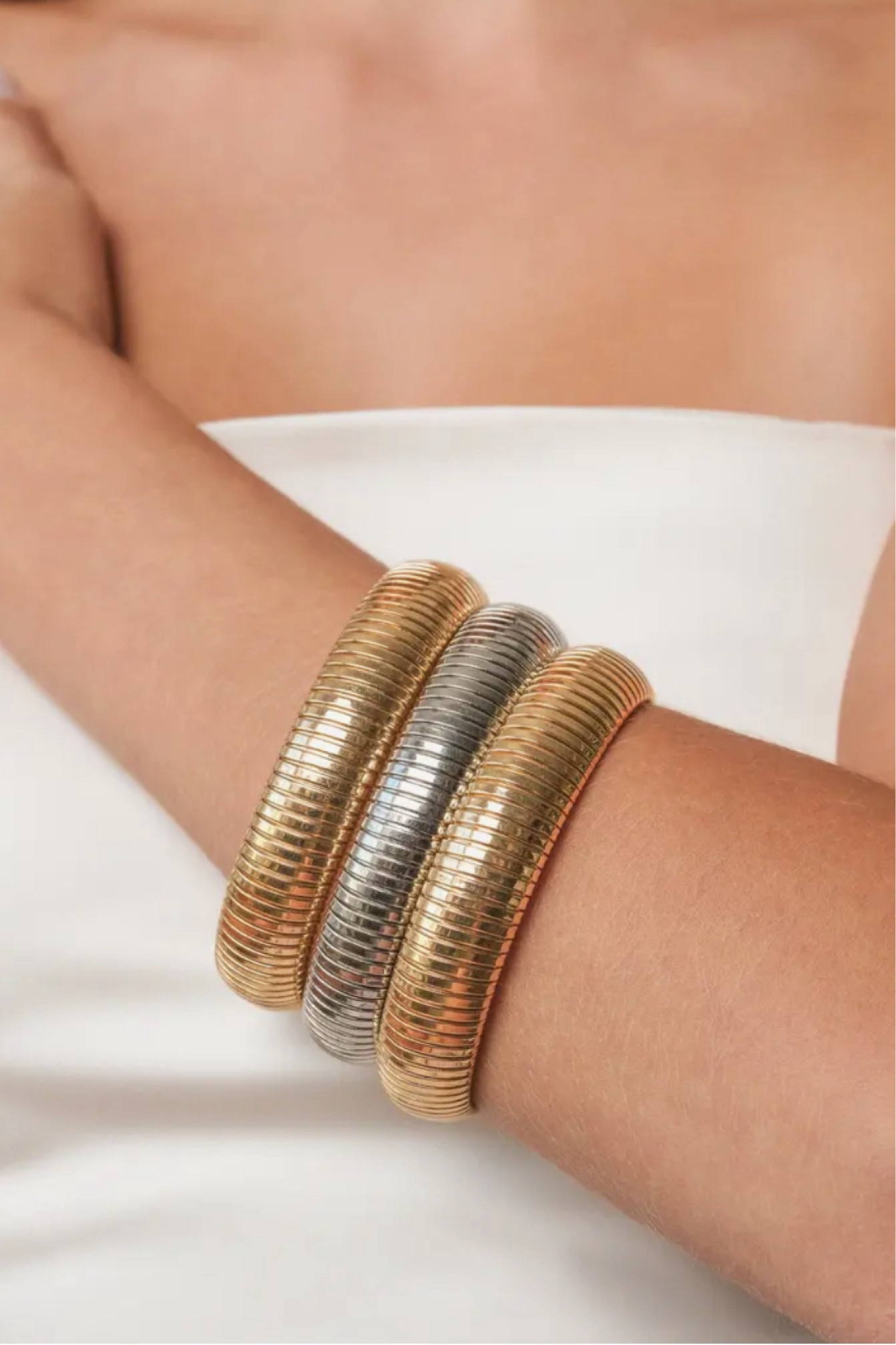 Ettika set of 3 - two tone bracelets. Such a great gift for a friend :) $50! 

#LTKStyleTip #LTKWedding #LTKFindsUnder100