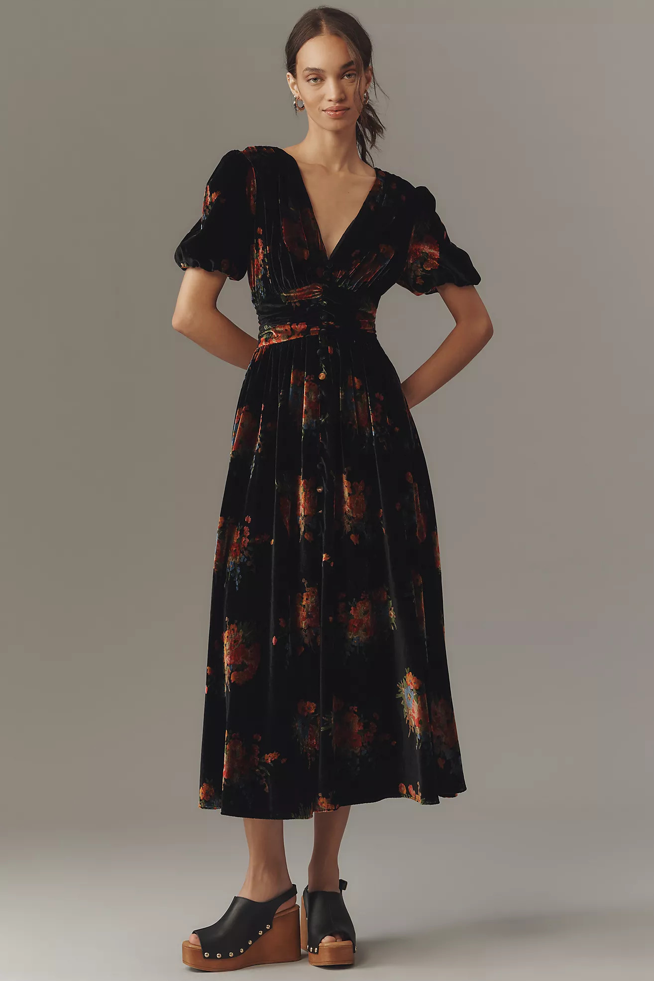 The Katerina Button-Front Dress: Velvet Edition | Anthropologie (US)