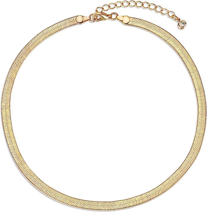Amazon.com: CHESKY Gold Chain Necklace for Women, Dainty 14k Gold Herringbone Necklaces Simple Go... | Amazon (US)