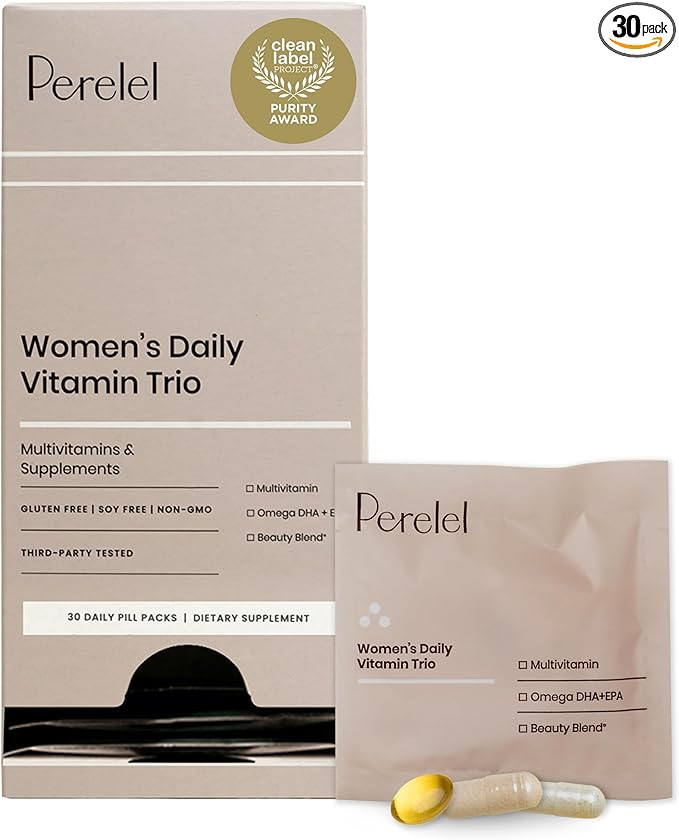 Perelel Womens Daily Vitamin Trio, Multivitamin, Omega 3 Dha + EPA, & Beauty Blend Supplements fo... | Amazon (US)
