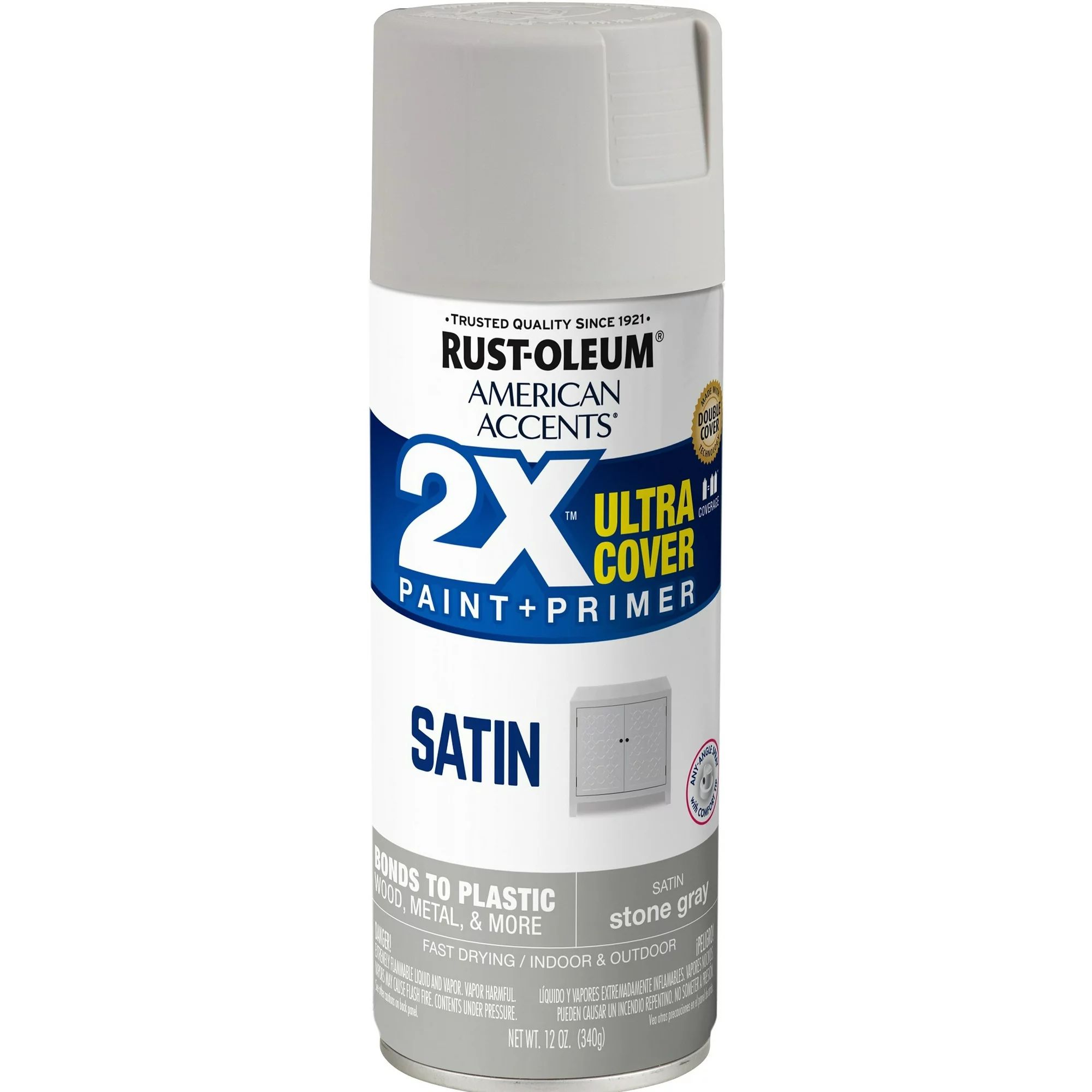Stone Gray, Rust-Oleum American Accents 2X Ultra Cover Satin Spray Paint, 12 oz | Walmart (US)