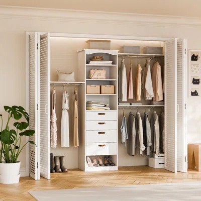23.6"-118" W Closet System with 4 Drawers and 3 Adjustable Shelves | Wayfair North America