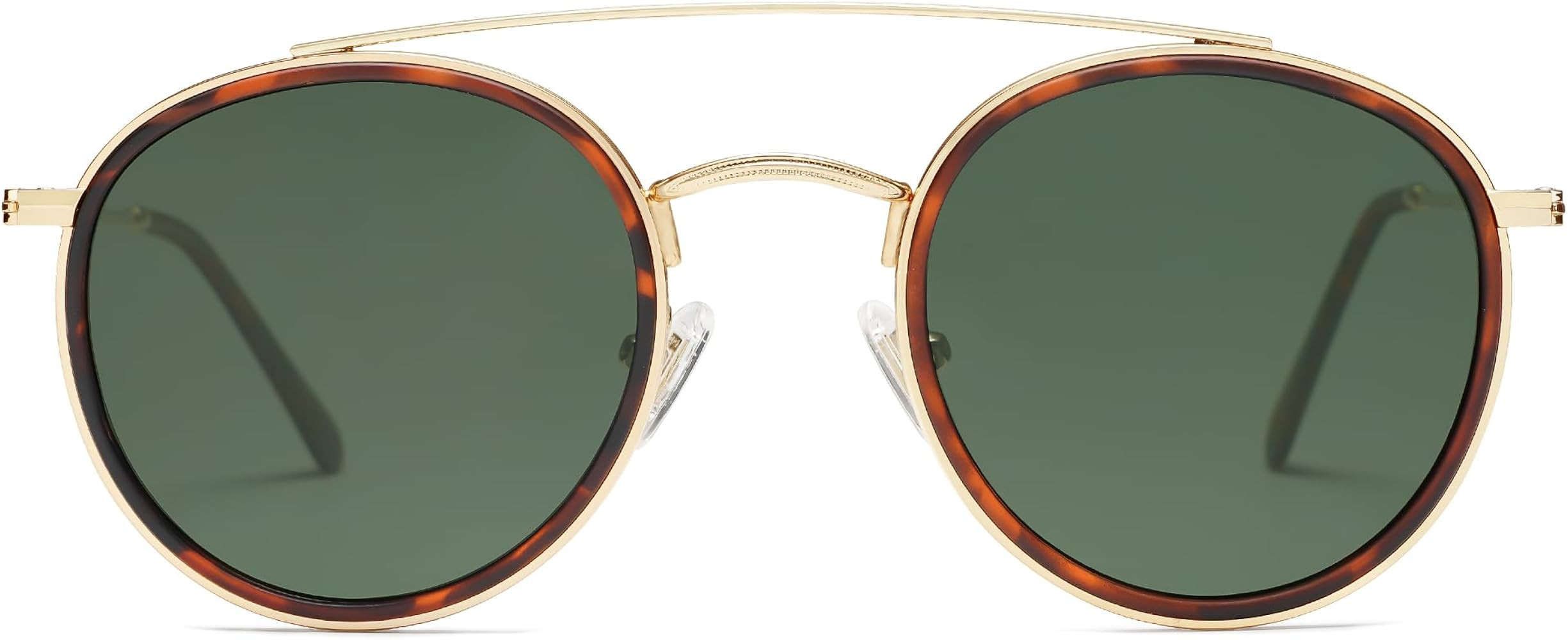SOJOS Retro Vintage Round Polarized Sunglasses for Women Men Small Double Bridge Circle Sunnies S... | Amazon (US)