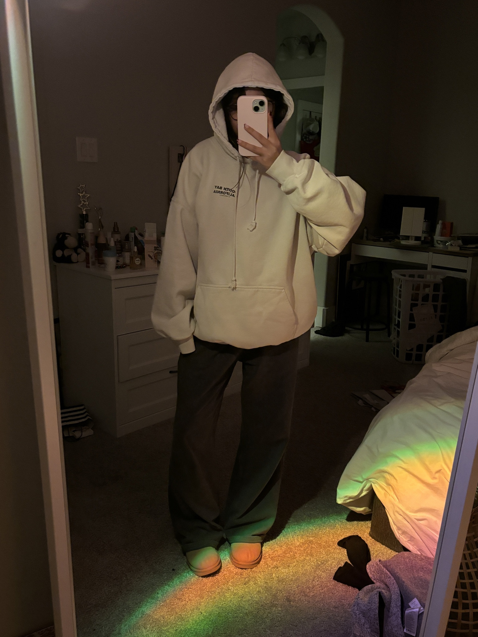 Hoodie is on the brandy Melville website, the exact color of the sweats are the faded blue Anastasia sweats💗 