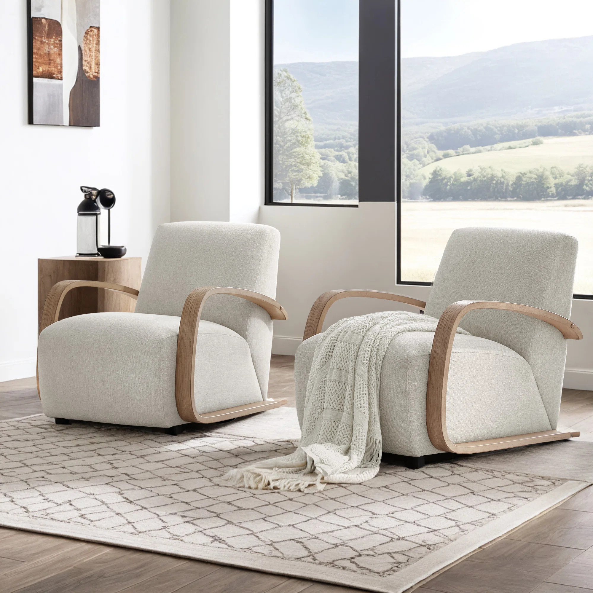 Brehana Upholstered Swivel Armchair (Set of 2) | Wayfair North America