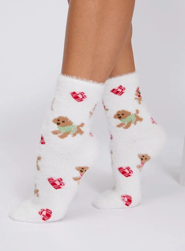 Cockapoo fluffy ankle socks - Ivory Mix | Boux Avenue (UK)