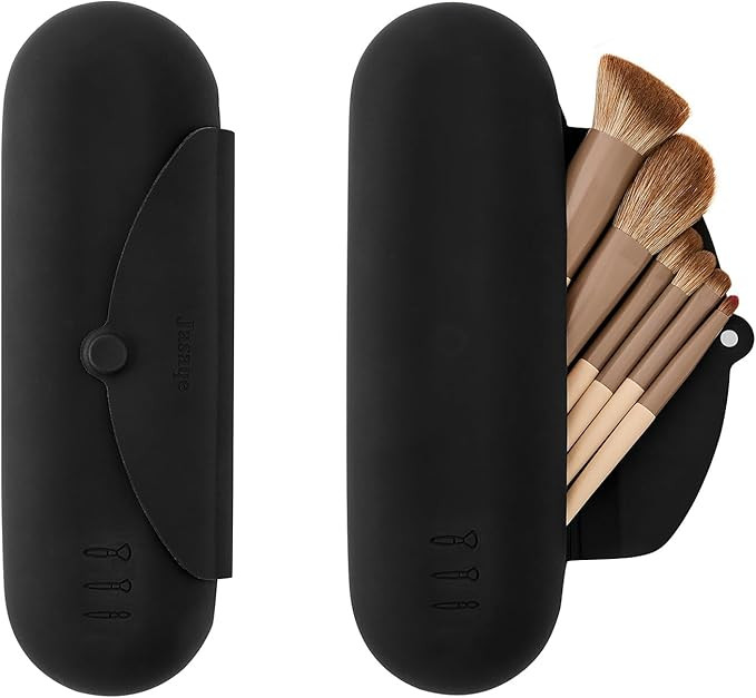 Silicone Makeup Brush Holder，Travel Makeup bag-Soft Portable Cosmetic Face Brushes Holder，Lar... | Amazon (US)