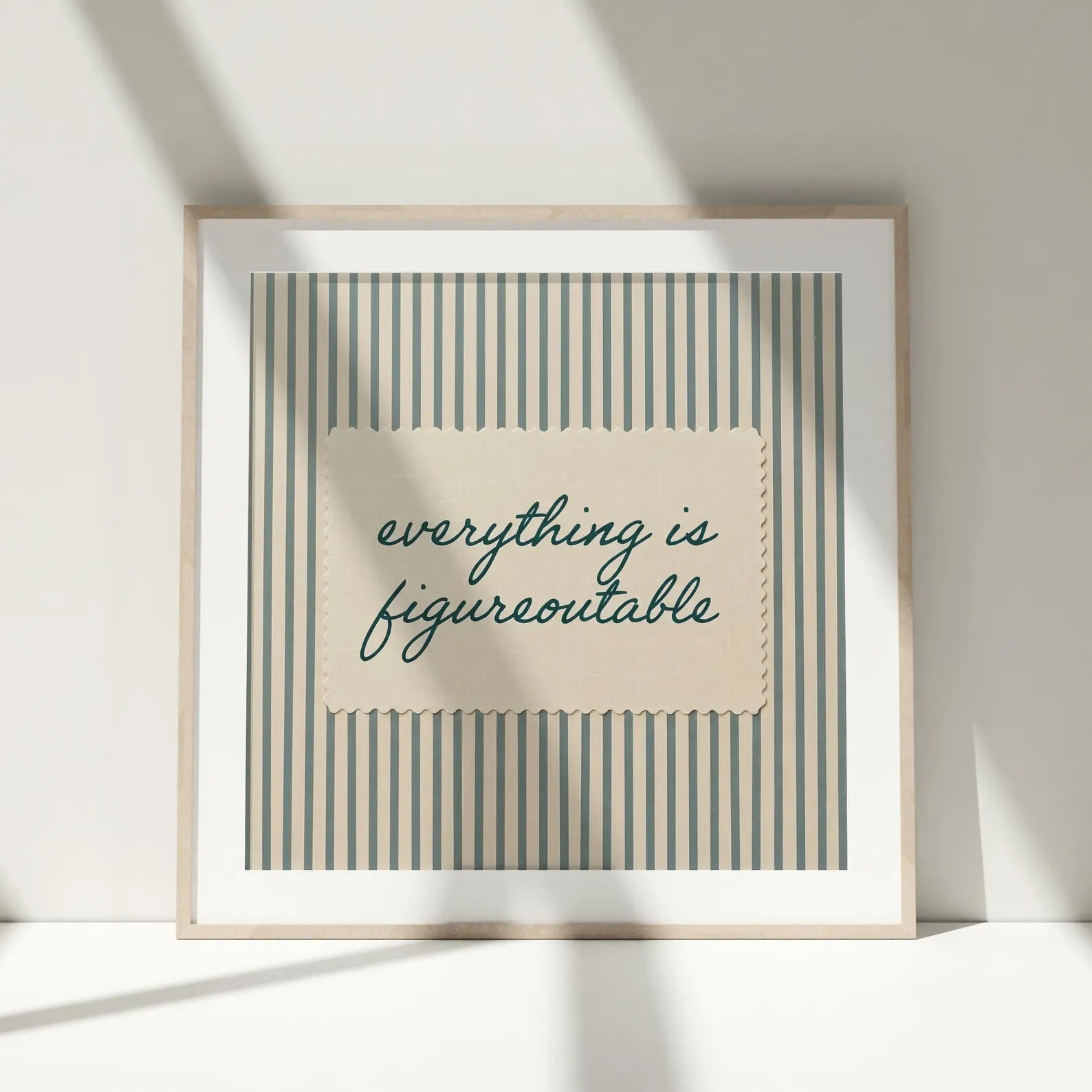 Everything is Figureoutable Print, Blue Striped Quote Poster, Motivational Office Wall Art - Etsy | Etsy (Global)