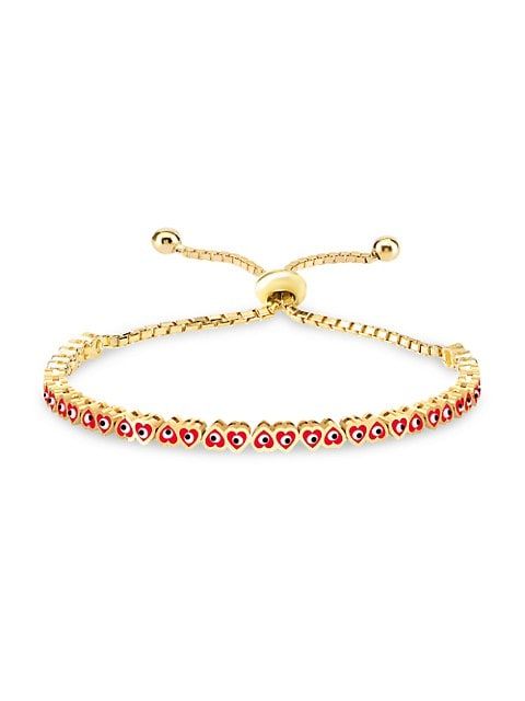 Gabi Rielle 14K Gold Vermeil & Red Heart-Cut Evil Eye Bracelet on SALE | Saks OFF 5TH | Saks Fifth Avenue OFF 5TH