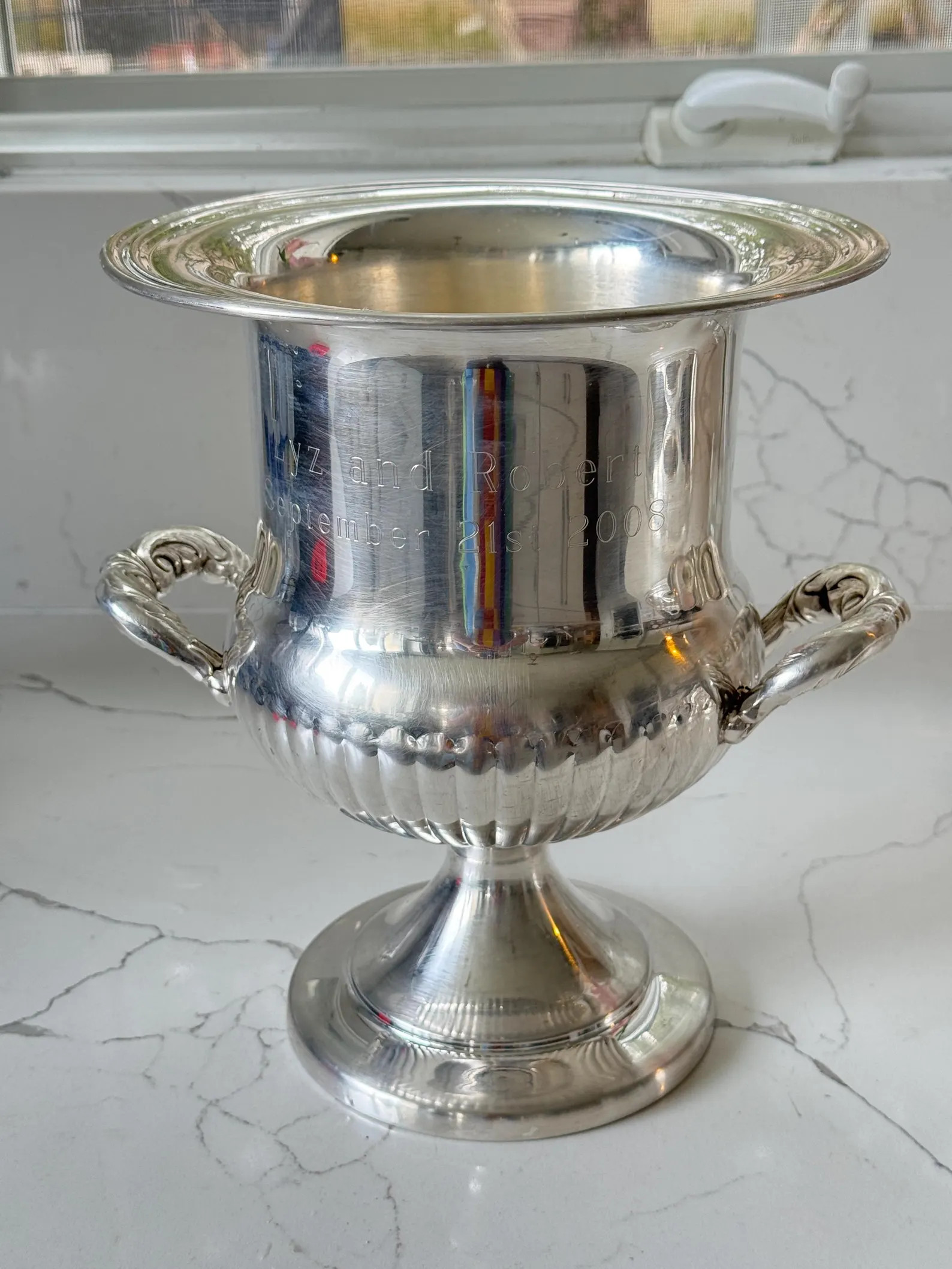 Trophy Shaped Silver Plate Ice Bucket Wine Chiller 10.5"x9" Personalized - Etsy | Etsy (US)
