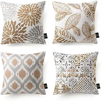 Phantoscope Set of 4 New Living Series Coffee Color Decorative Throw Pillow Case Cushion Cover 18... | Amazon (US)