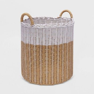 15" Wicker Decorative Basket Tan & White - Threshold™ | Target