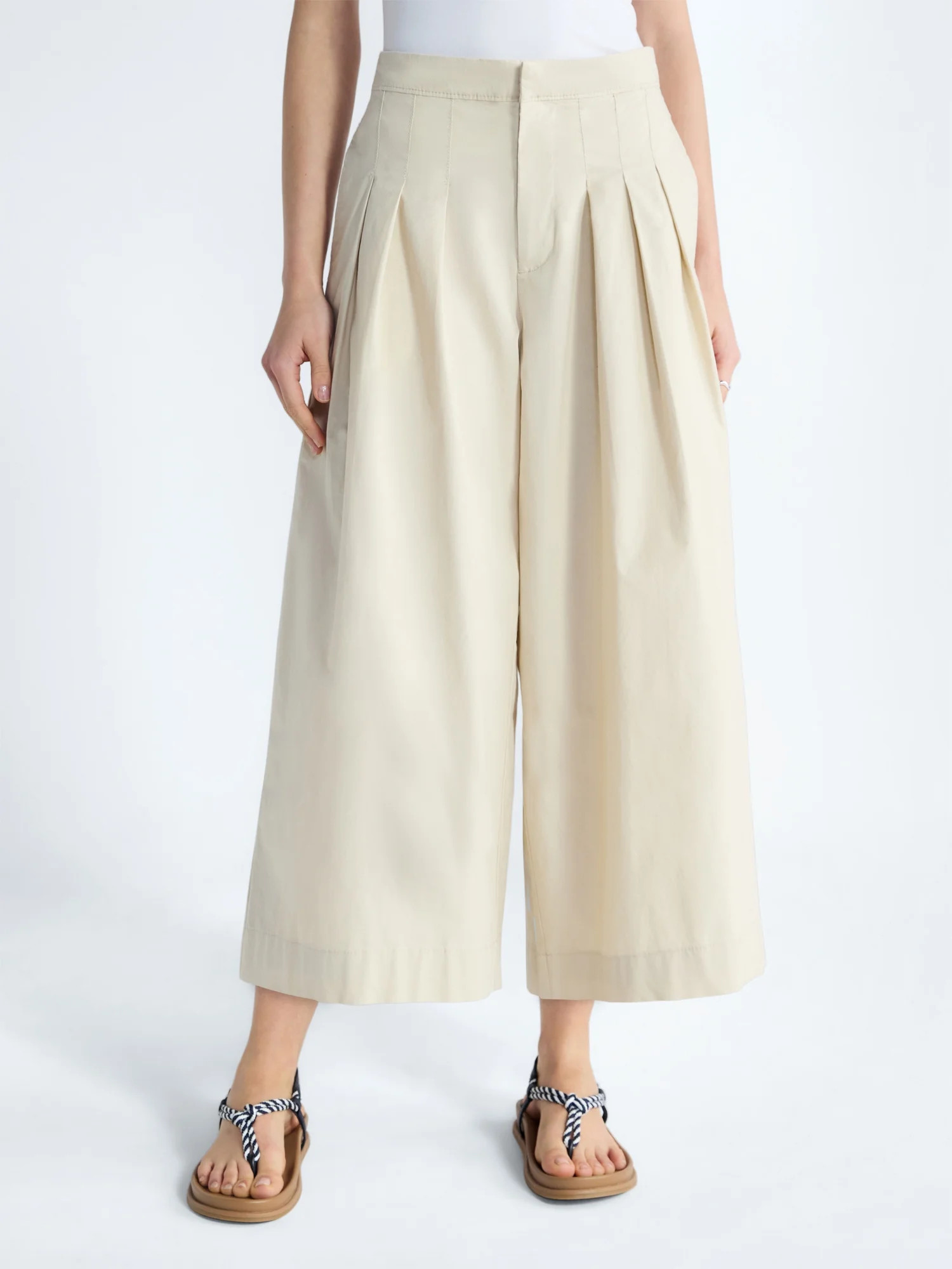 Free Assembly Women's and Women's Plus High Rise Wide Leg Pleated Culotte Pants, Sizes XS-XXL | Walmart (US)