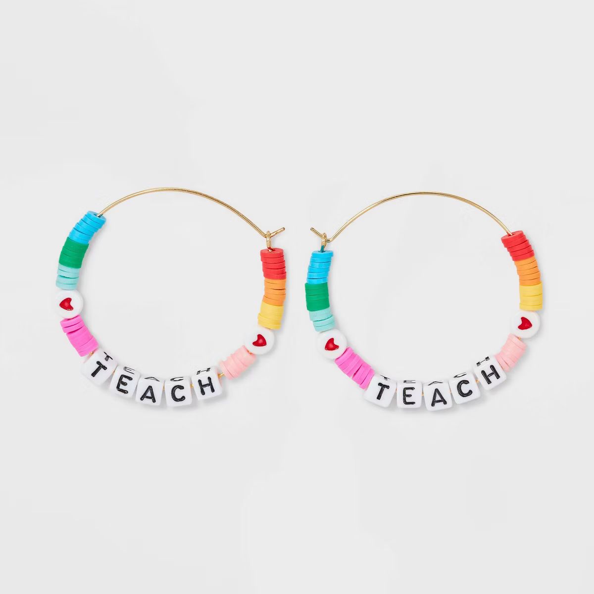 Back to School Beaded Teach Hoop Earrings | Target