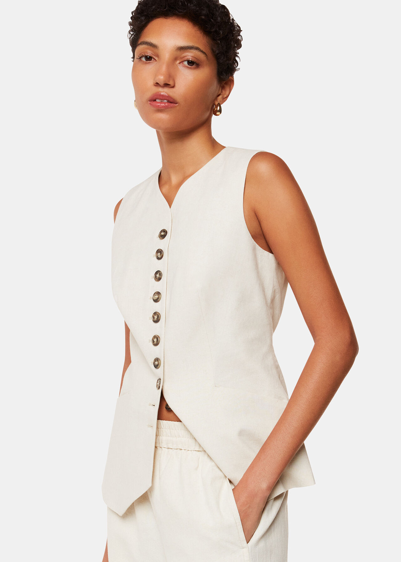 Lindsey Linen Blend Waistcoat | Whistles