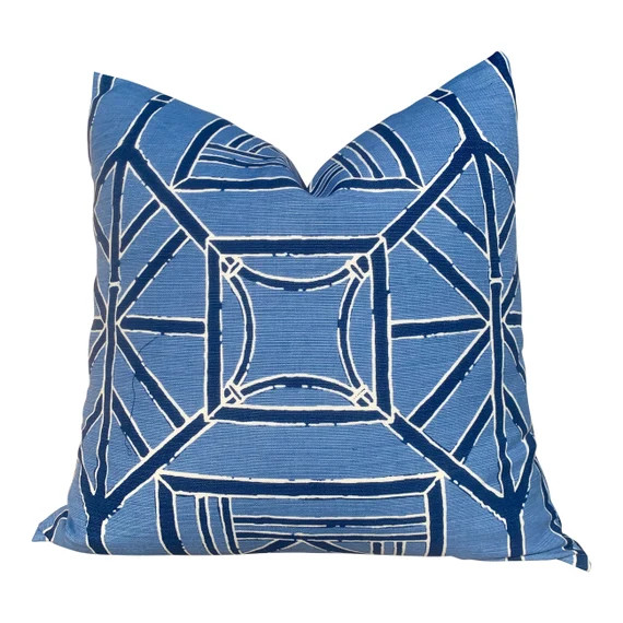 Thibaut Shoji Panel Pillow in BLue. Lumbar Bamboo Cushion in | Etsy | Etsy (US)