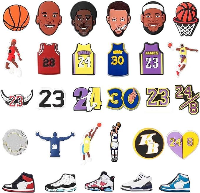 Qqtozsy 50Pcs Basketball Sports Shoe Charms for Boys, Sports Shoe Charms for Boys Gift Decor PVC ... | Amazon (US)