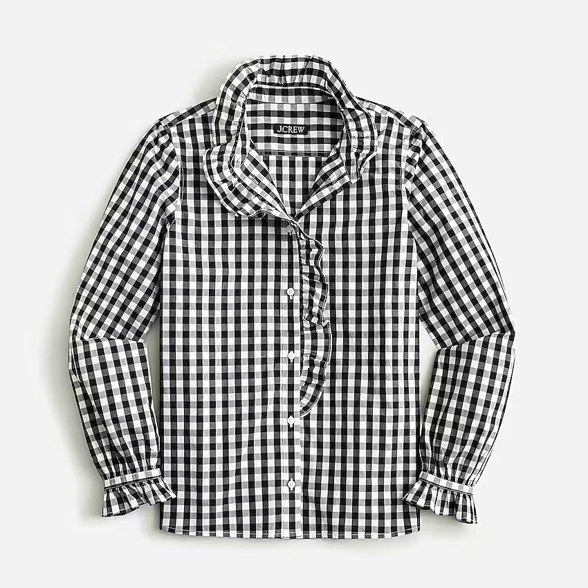 Cottage cotton poplin top in gingham | J.Crew US