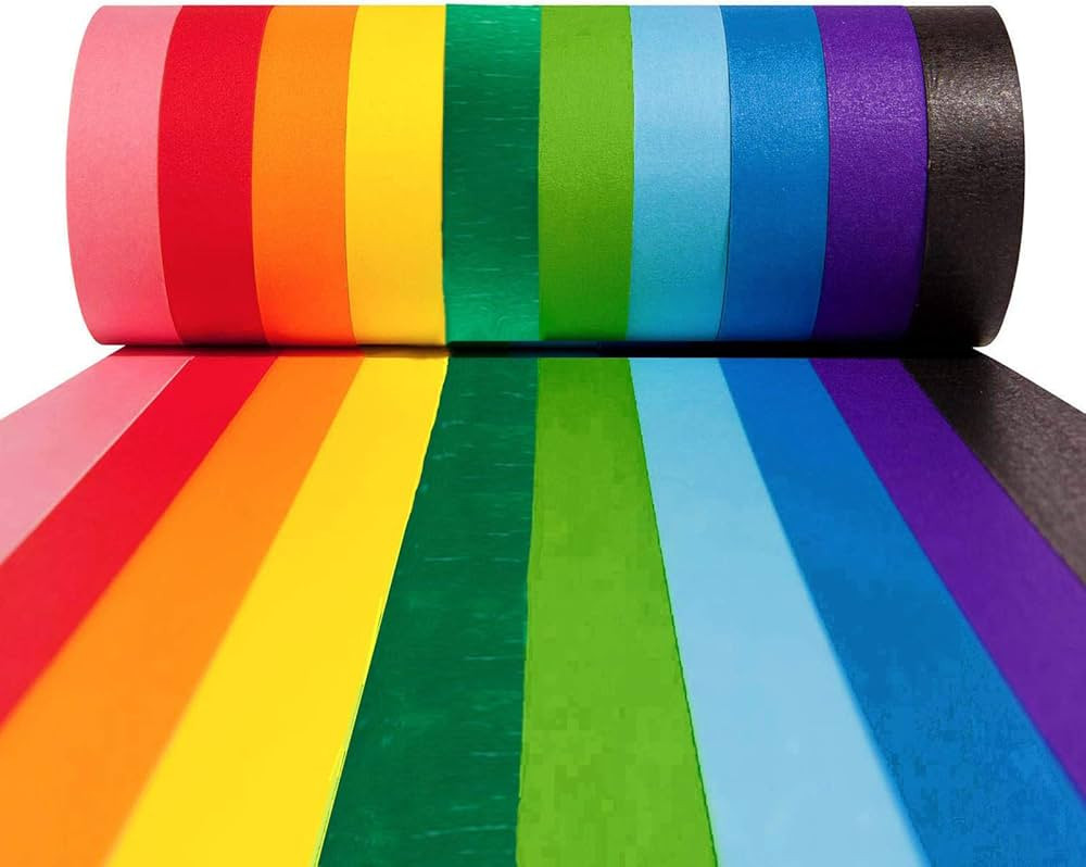 10 PCS Colored Masking Tape, 1 Inch x 13 Yards x 10 Rolls, 390 Feet Total, Colored Painters Tape ... | Amazon (US)