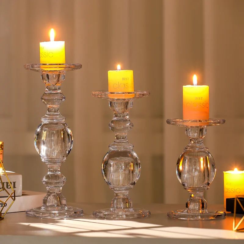 3 Piece Glass Tabletop Candlesticks Set | Wayfair North America