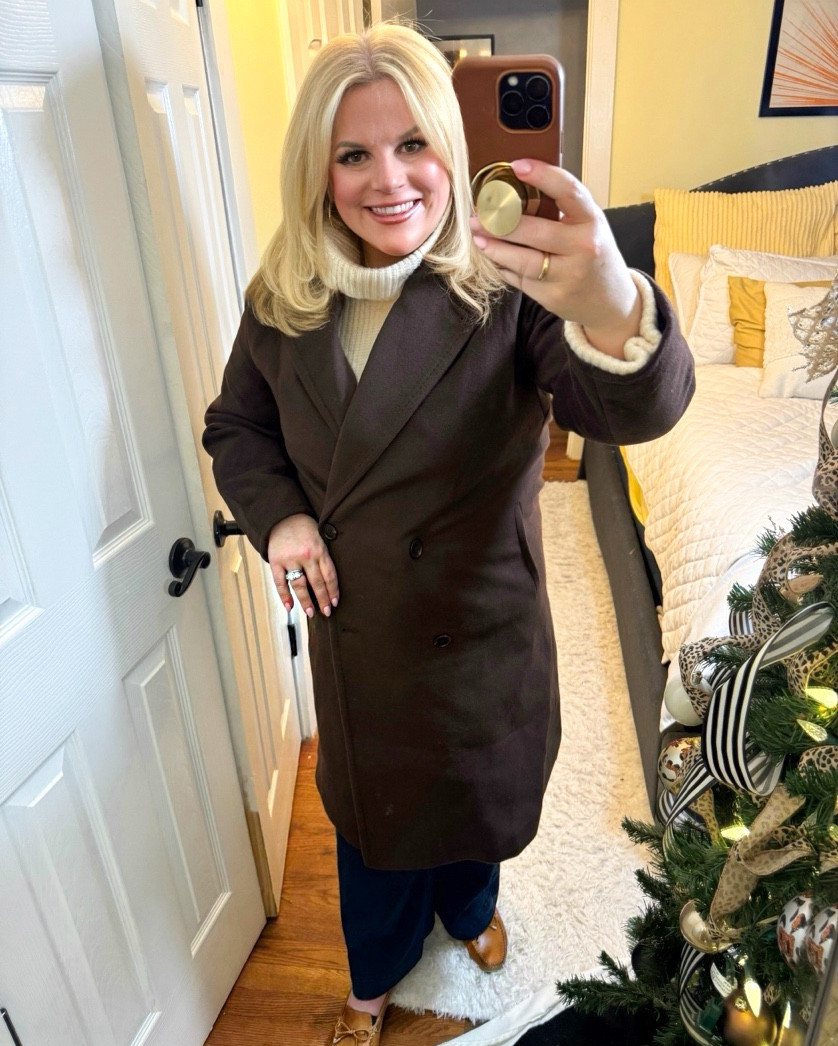 This past fall I was in Florence Italy. I know that I wanted to buy a leather jacket and a wool coat.. I couldn't decide between a camel colored wool coat or one in a rich chocolate brown.
I bought the camel color , but was kicking myself for not getting the brown one too.
Well, I just DID get it , from Quince. It's the EXACT same coat, made by the exact same brand.
The kicker is, it cost me less to purchase it from Quince than what I spent direct in Europe.

Costs, winter coat, wool, sweater, loafers 

#LTKSeasonal #LTKOver40 #LTKFindsUnder100