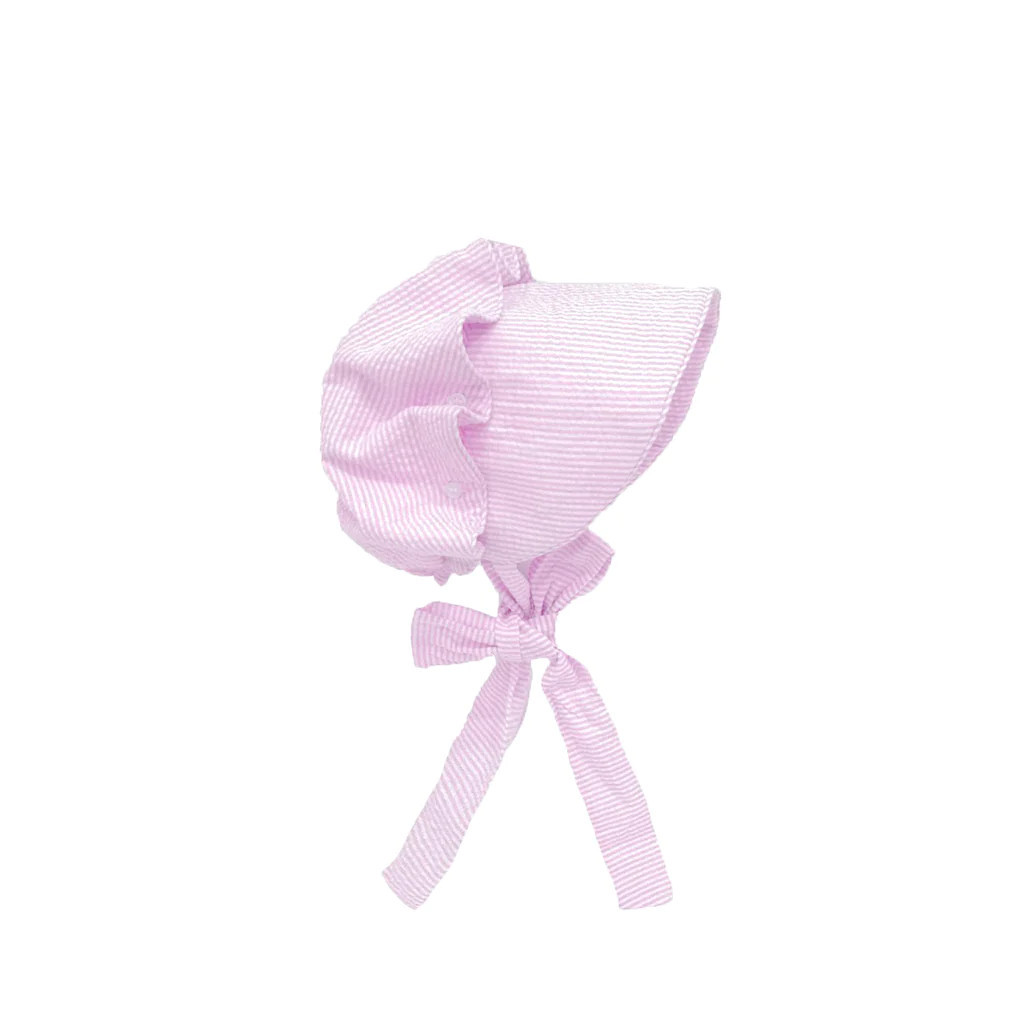 Beatrice Bonnet-Pink Seersucker | NANTUCKET KIDS