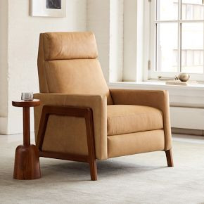 Spencer Wood-Framed Leather Recliner | West Elm (US)