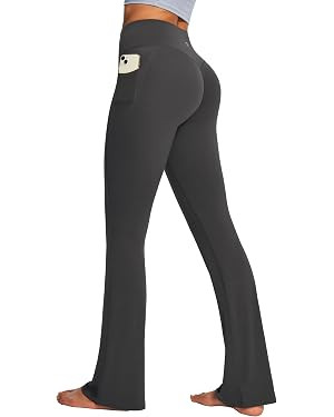 IUGA Mini Flare Leggings for Women Tummy Control Hidden Scrunch Butt Flared Yoga Pants with Pocke... | Amazon (US)