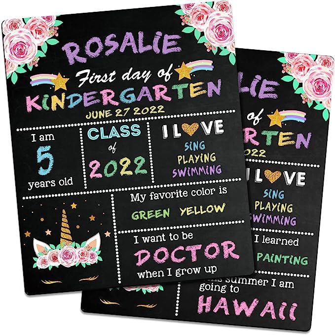 First & Last Day of School Chalkboard, 12 x 10 Inch Double Sided Back to School Board Sign for Ki... | Amazon (US)