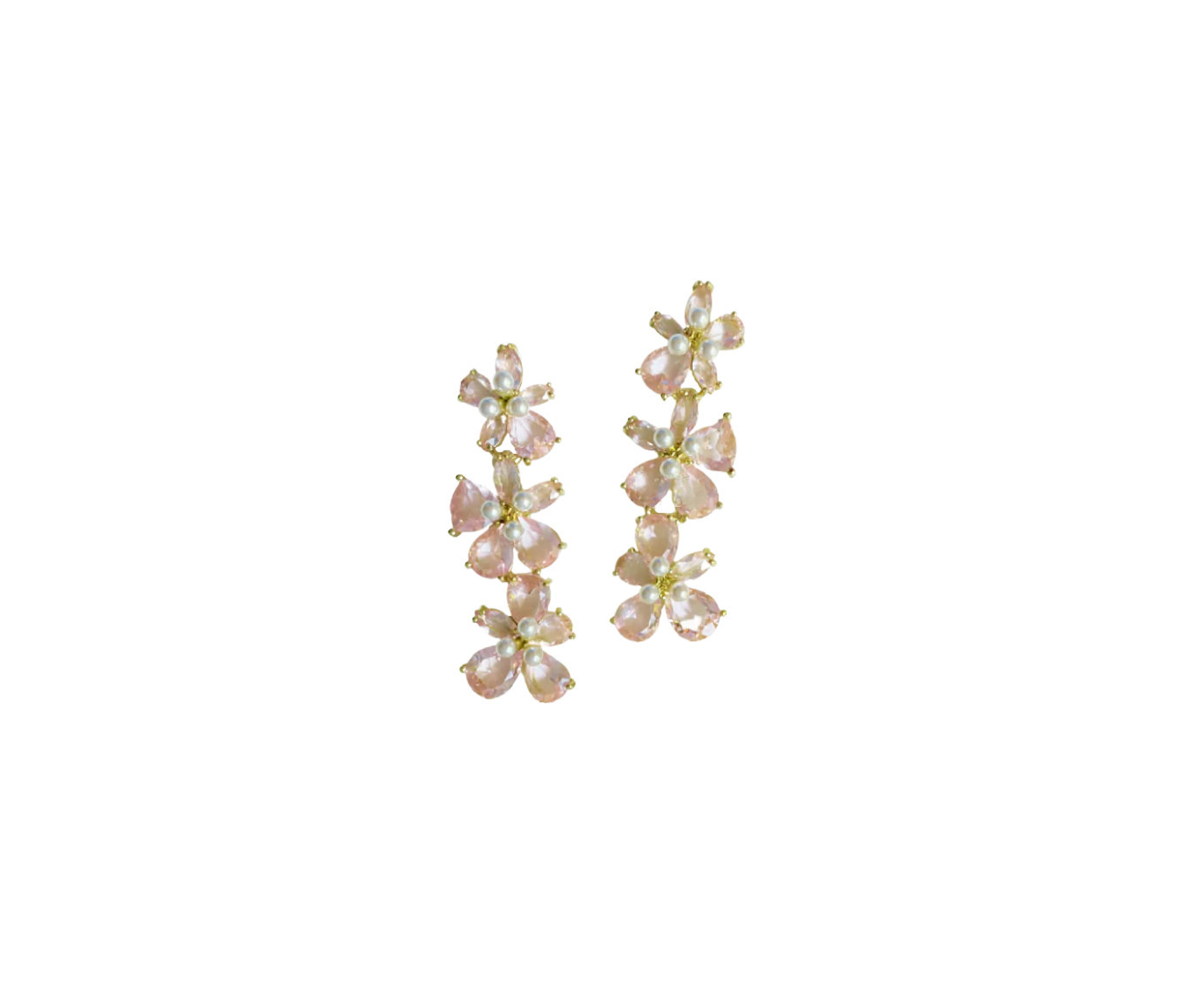 mayfair medium petal pink floral drop earrings | Nicola Bathie Jewelry