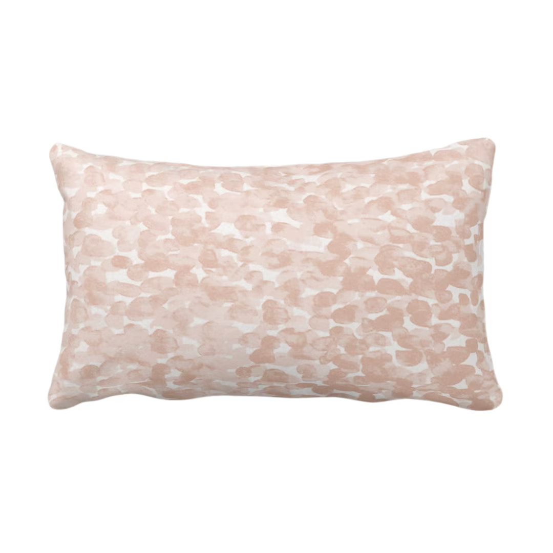 SALE Pebbled Watercolor Throw Pillow Cover, Shell 14 x 20" Lumbar, Blush/Peach Painted Abstract/M... | Etsy (US)