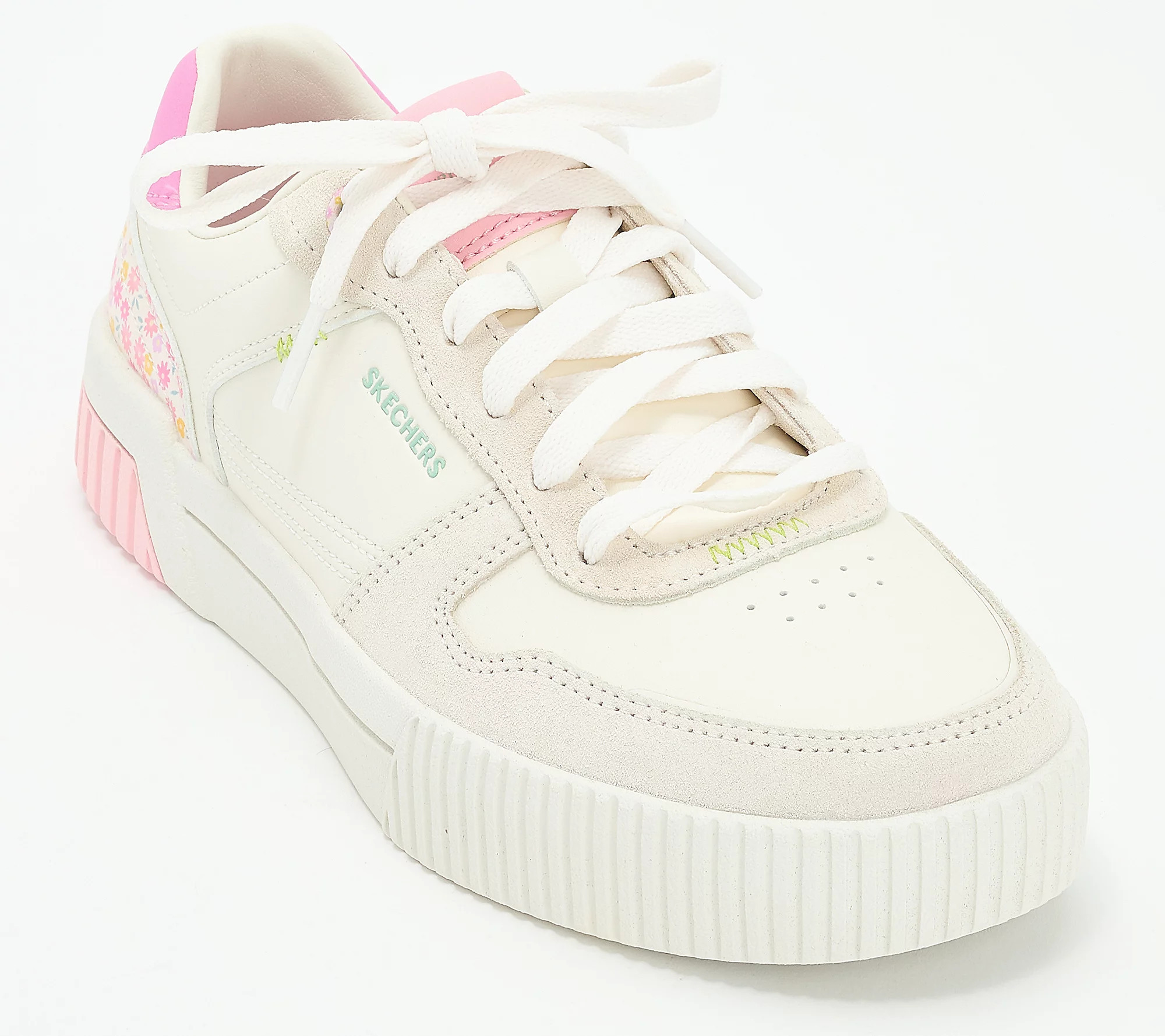 Skechers Jade Floral Print Suede Court Sneakers -Dainty Florals | QVC