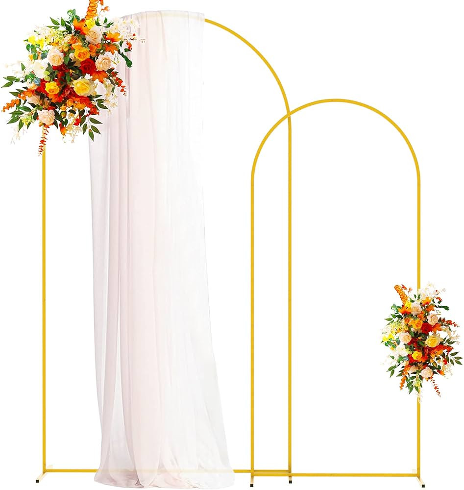 Putros Metal Arch Backdrop Stand Gold Wedding Arch Stand Set of 2 (7.2FT/6FT) Square Arched Frame... | Amazon (US)